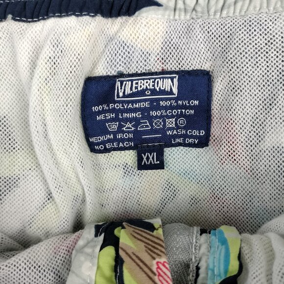 Vilebrequin Swim Shorts Mens XXL Hawaiian Board Suit Floral Tropical Birds Lined - Picture 15 of 16